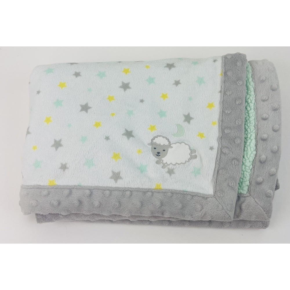 Carter's Child Of Mine Lamb Stars Green Sherpa Security Lovey Blanket 30" X 40"